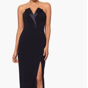 Betsy & Adam Black Strapless Gown